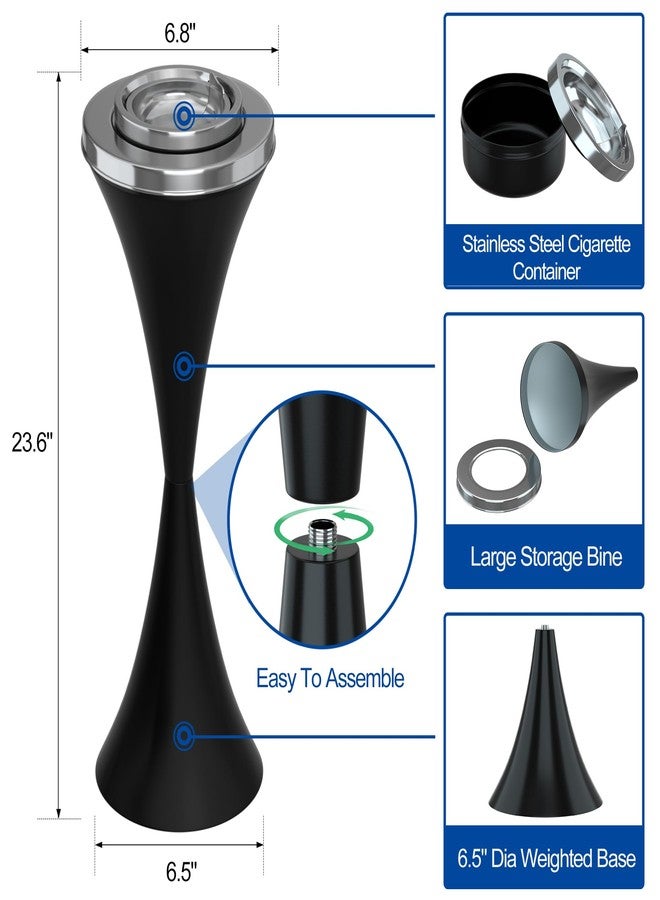 ريلاينسر منفضة سجائر أرضية من ريلاينسر مع وعاء سيجار قابل للفصل، منفضة سجائر من الفولاذ المقاوم للصدأ، حامل رماد ذاتي التنظيف للاستخدام الخارجي مع قاعدة ثقيلة، حاوية للتخلص من أعقاب السجائر للمنزل والفناء - Image 2